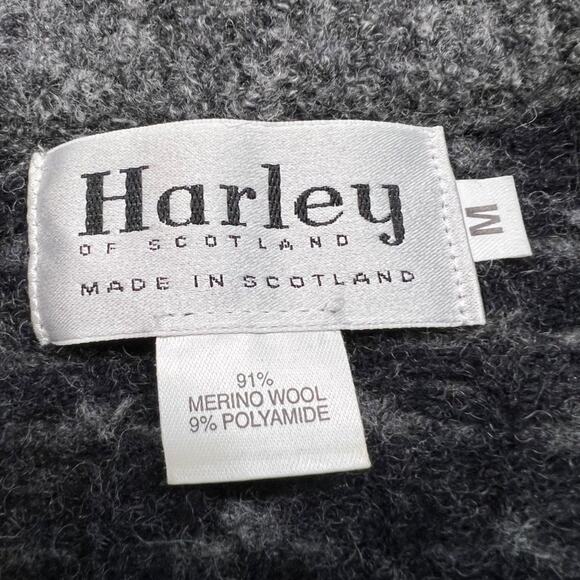 HARLEY OF SCOTLAND Womens Wool Blend Gray Black Button Cardigan Sweater - Picture 10 of 10